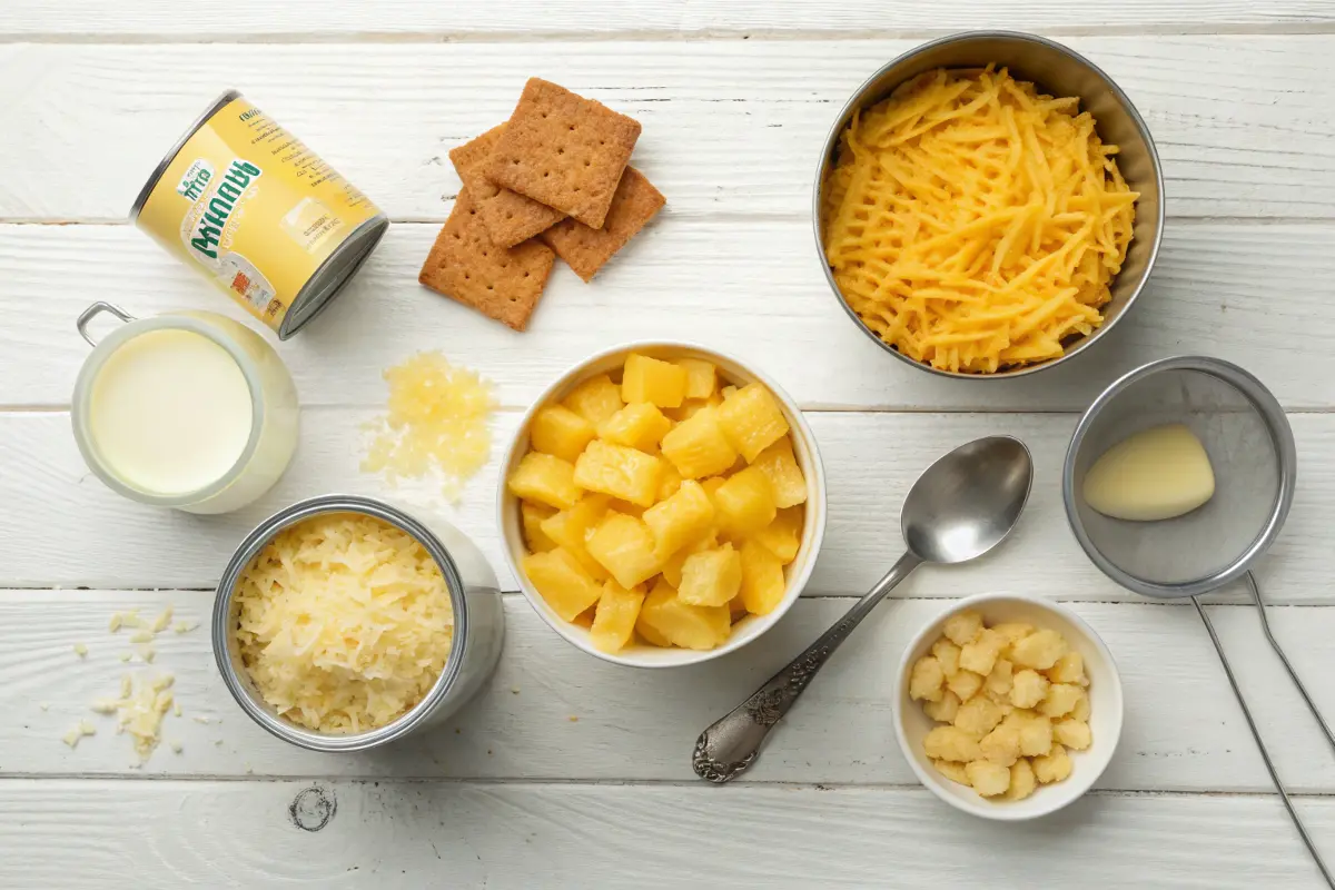 Ingredients for making pineapple casserole